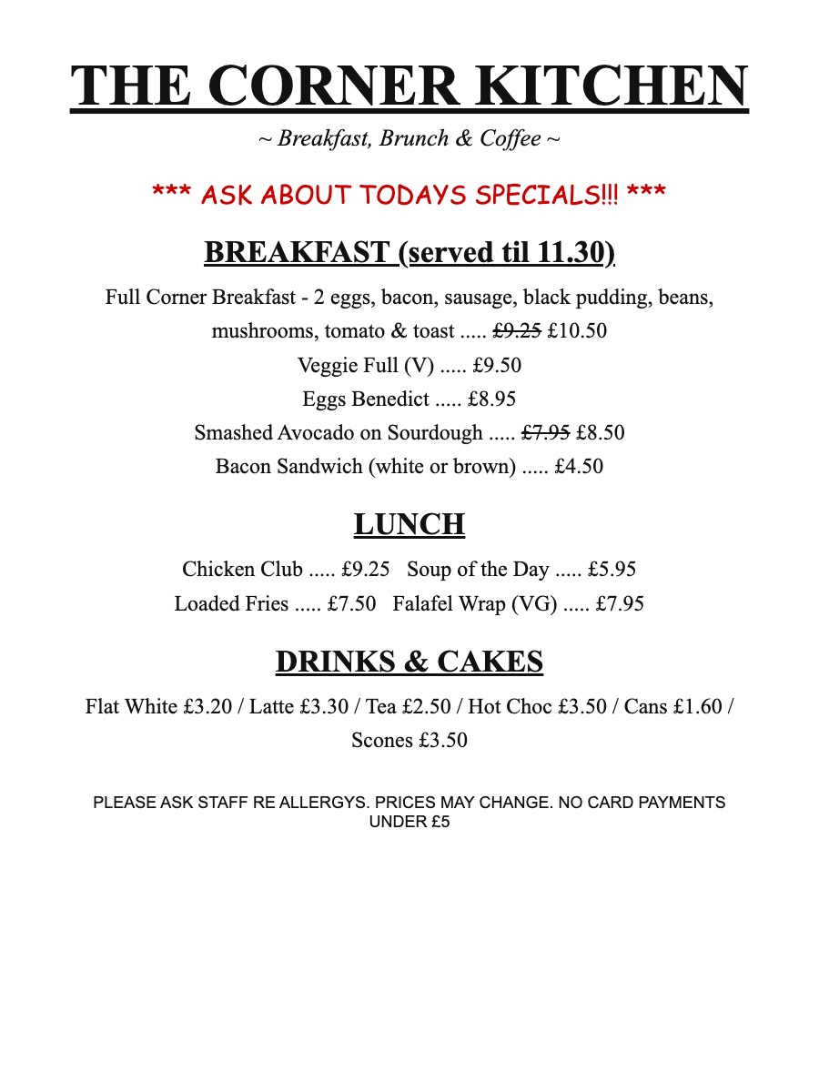 Before: a cluttered, hard-to-read café menu (fictional example)